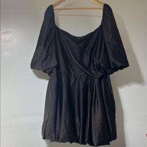 PrettyLittleThing Brown Puff Sleeve Mini Dress